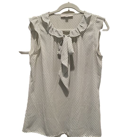 LOFT Tops - Loft White Polka Dot Shirt Women Medium